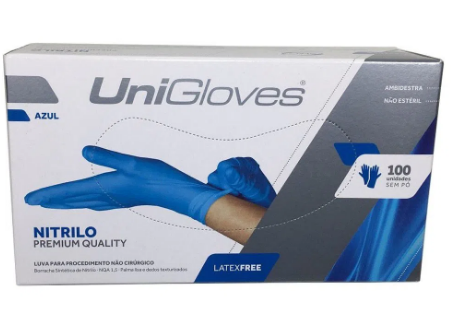 Luva Nitrilica Azul Media - Unigloves