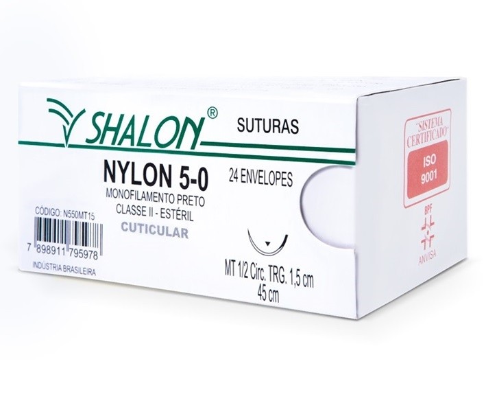 Fio De Sutura Nylon 5-0 - Shalon