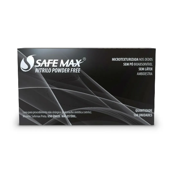 Luva Nitrilica Safemax Preta Extra Pequena - Supermax