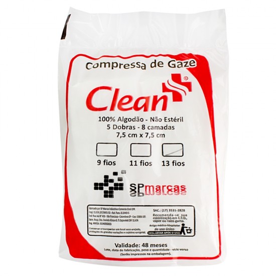 Compressa De Gaze 13 Fios - Clean