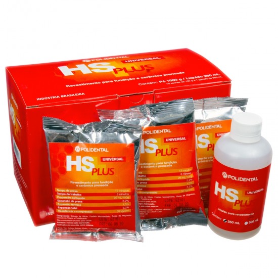 Revestimento HS Plus 40 envelopes 100g + 2 líquidos 500ml - Polidental 