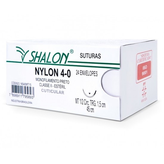 Fio De Sutura Nylon 4-0 - Shalon