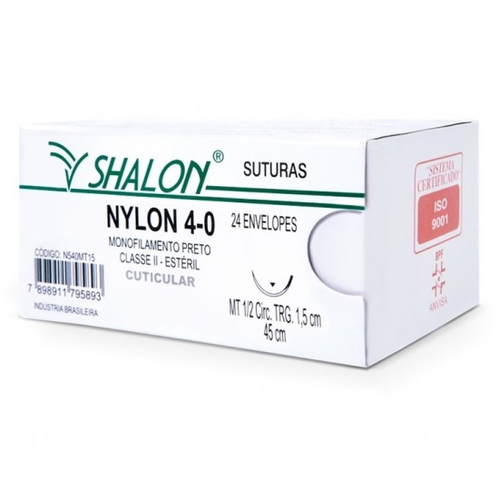 Fio De Sutura Nylon 4-0 - Shalon