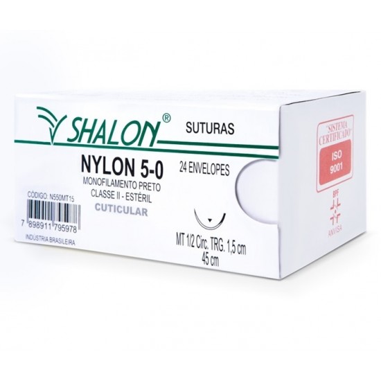 Fio De Sutura Nylon 5-0 - Shalon