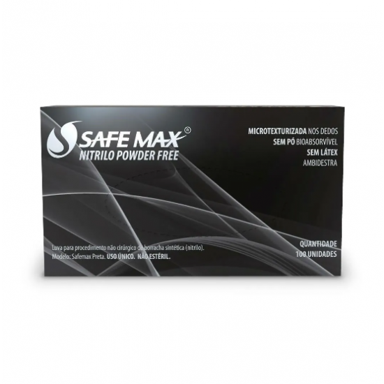 Luva Nitrilica Safemax Preta Média - Supermax