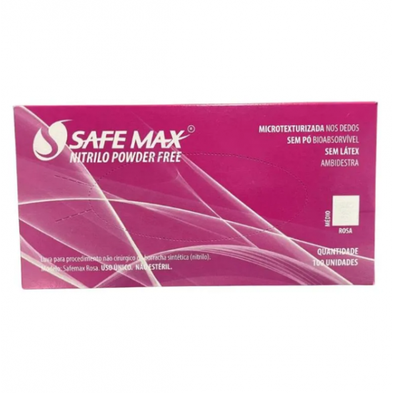 Luva Nitrilica Safemax Rosa Media - Supermax